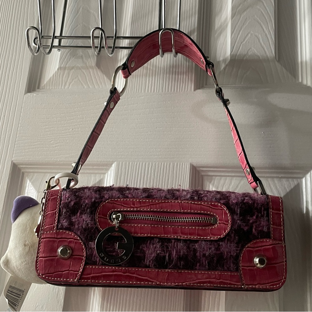 Vintage Guess Chic Pink and Purple Women's Bag